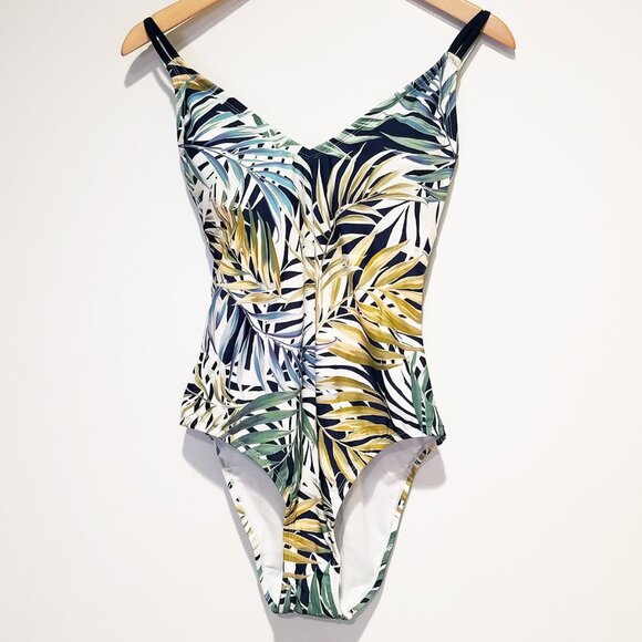NEW Hurley Women's L One Piece Swimsuit Cayman Palms Tropical Leaf UPF 50+ Comfy - Picture 7 of 14